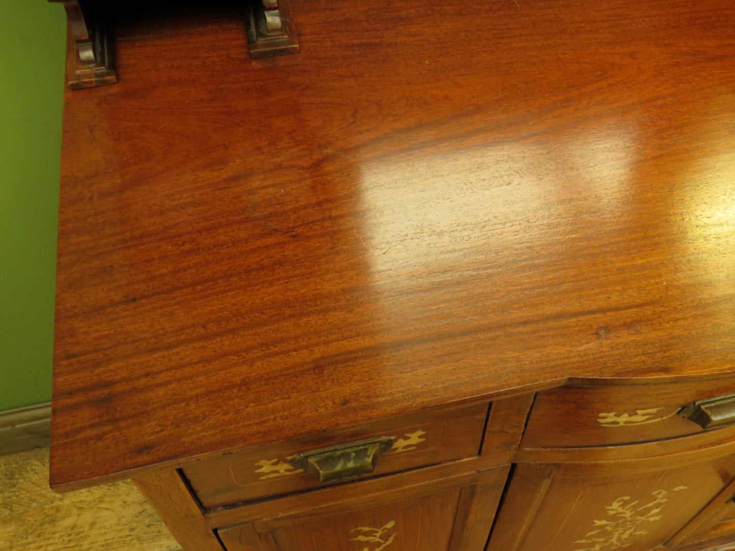 Antique Eastern Dressing Table with Bone Inlays & Triple Mirror