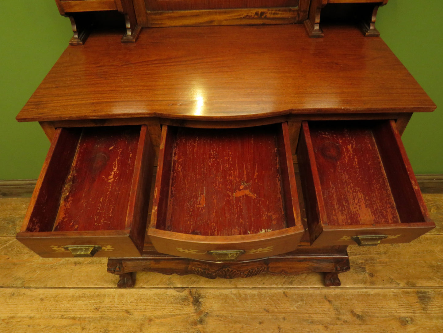 Antique Eastern Dressing Table with Bone Inlays & Triple Mirror