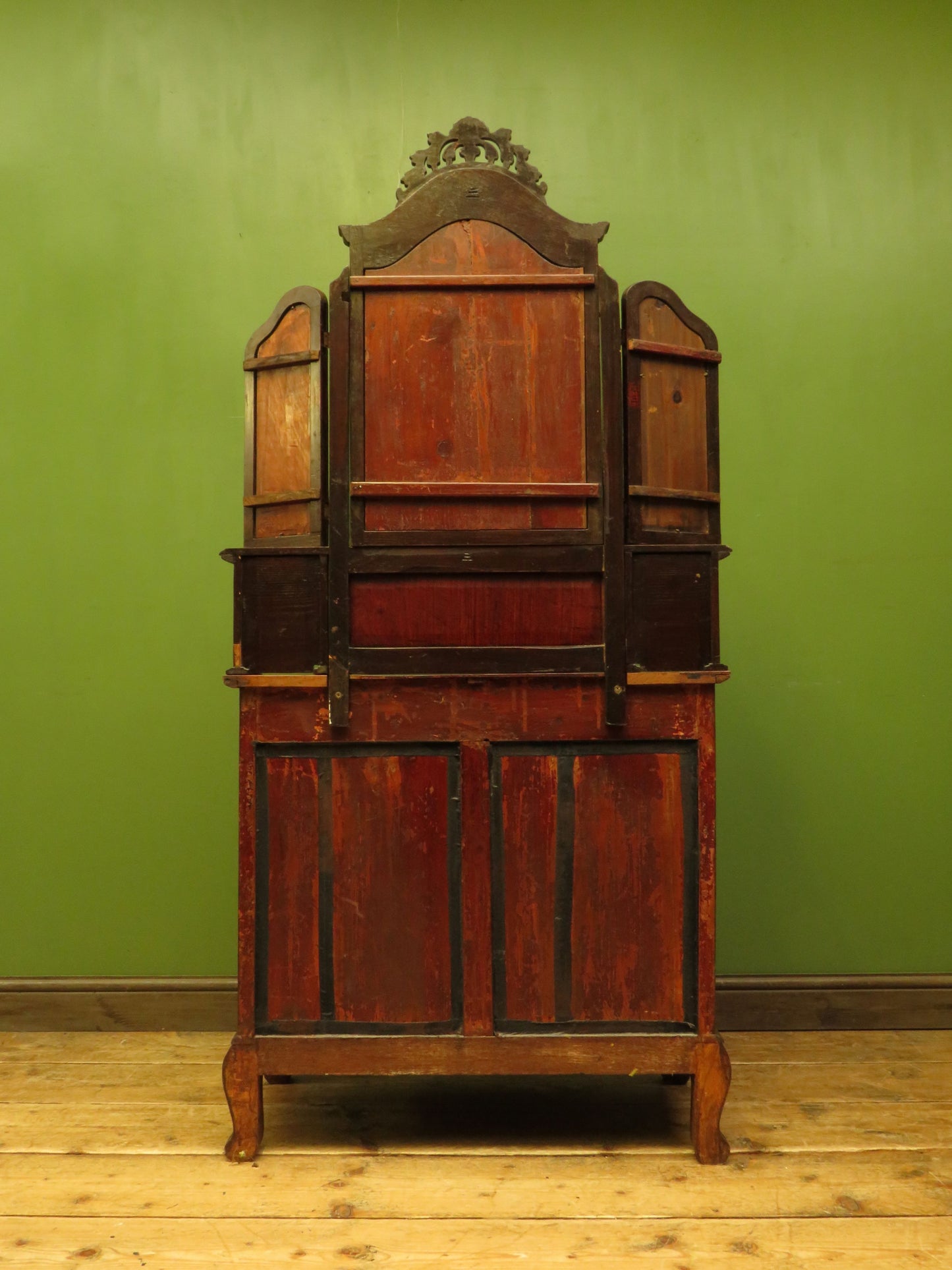 Antique Eastern Dressing Table with Bone Inlays & Triple Mirror