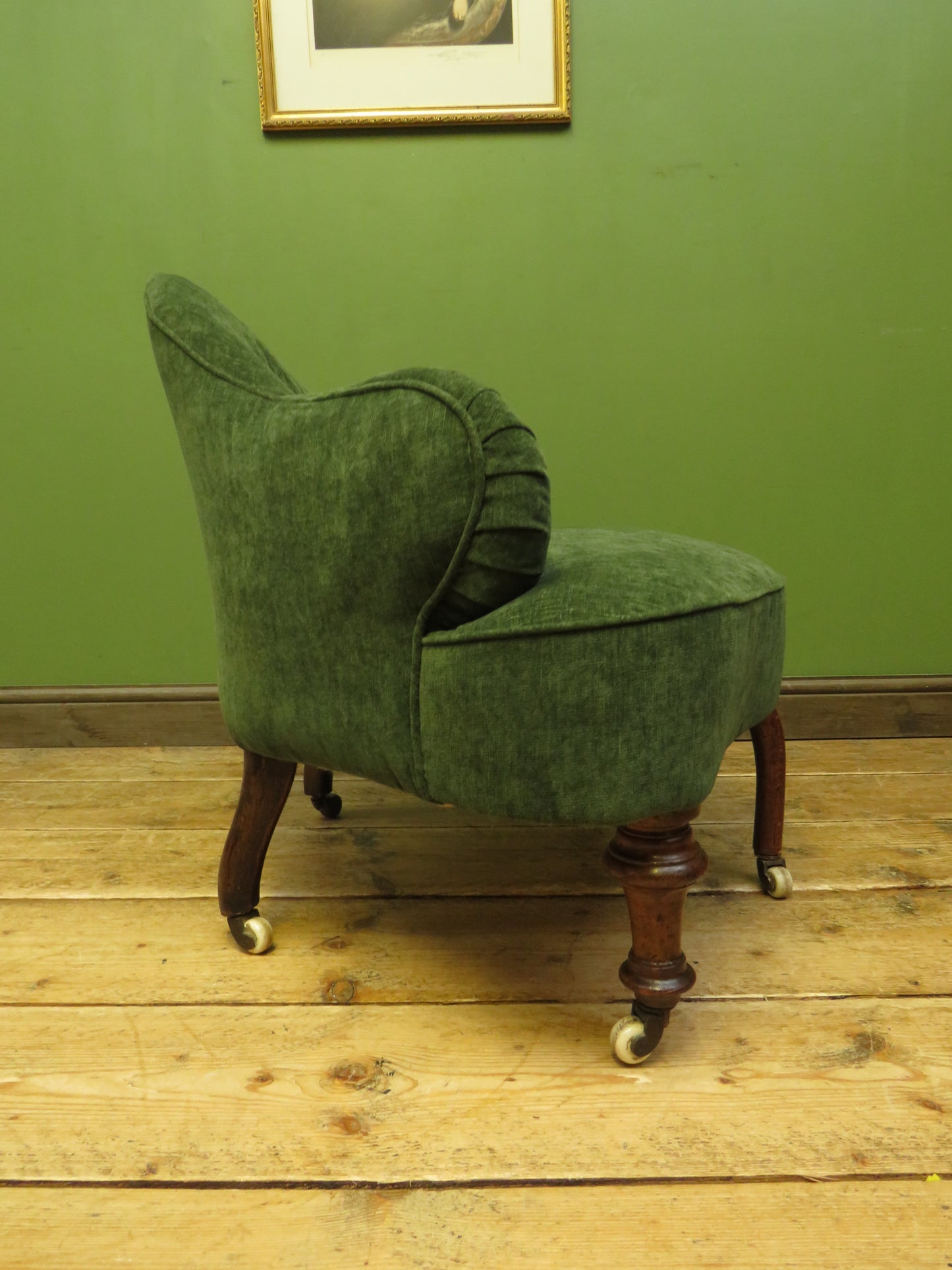 Victorian Green Conversation Chair with new upholstery