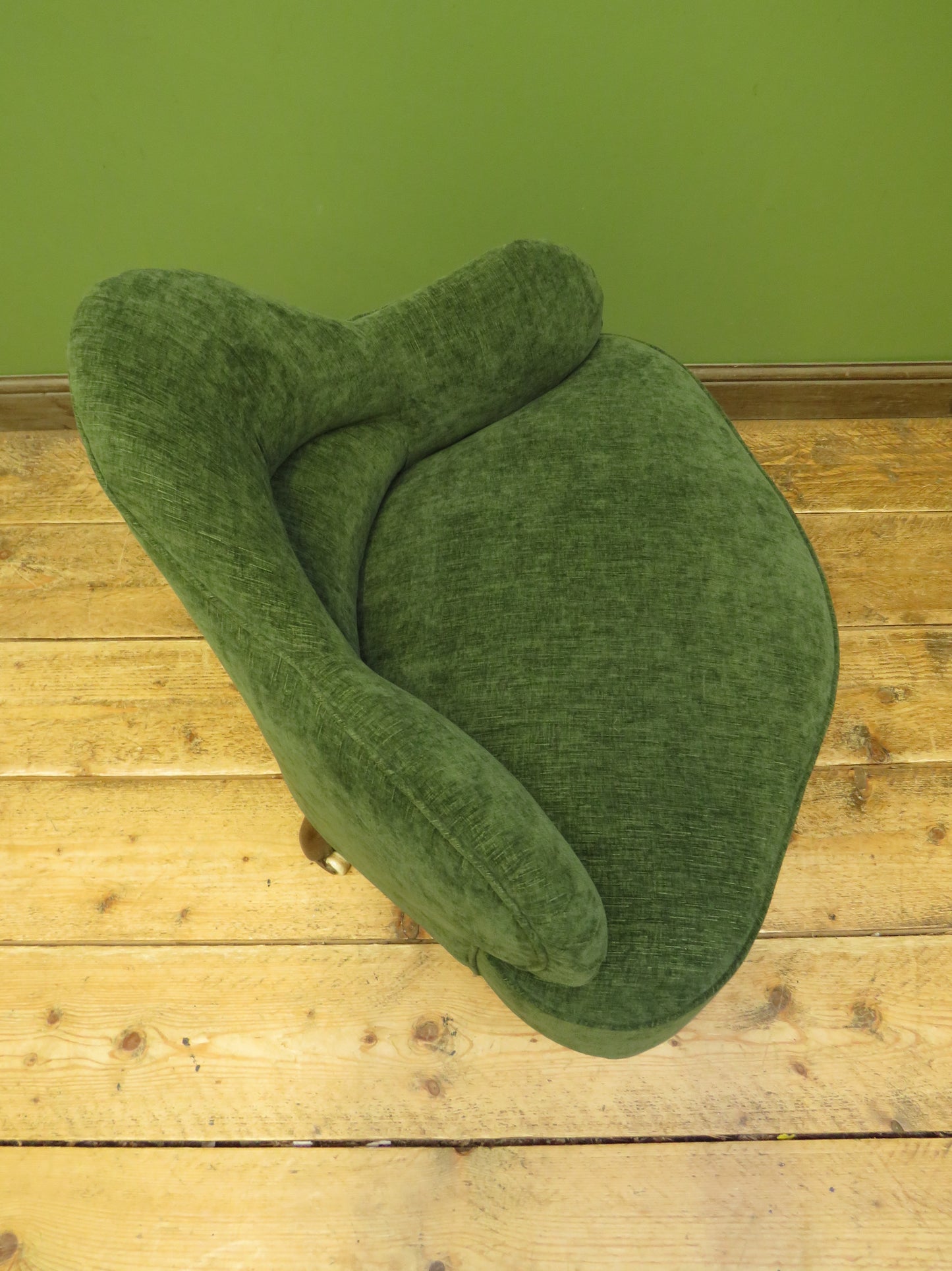 Victorian Green Conversation Chair with new upholstery