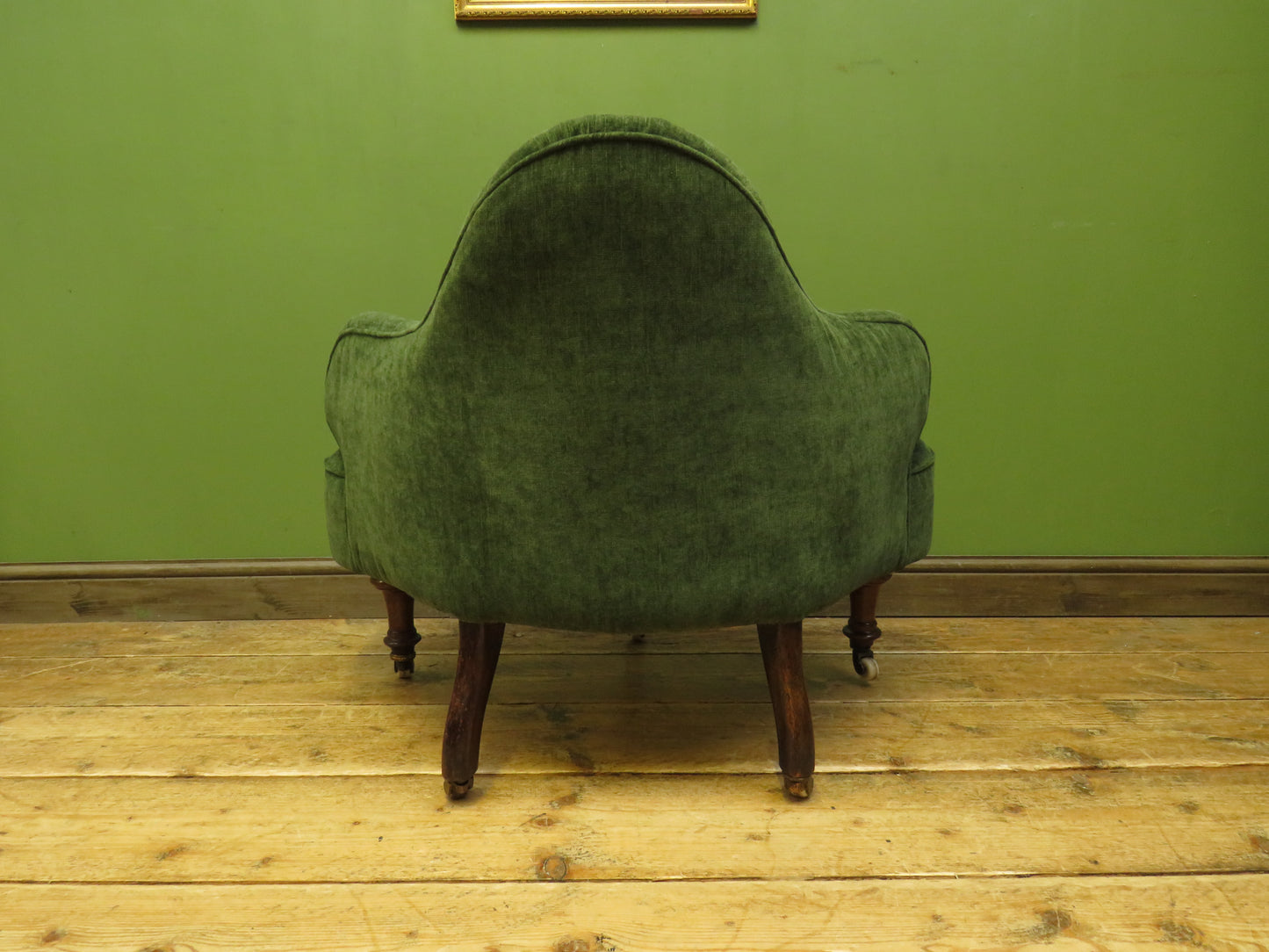 Victorian Green Conversation Chair with new upholstery