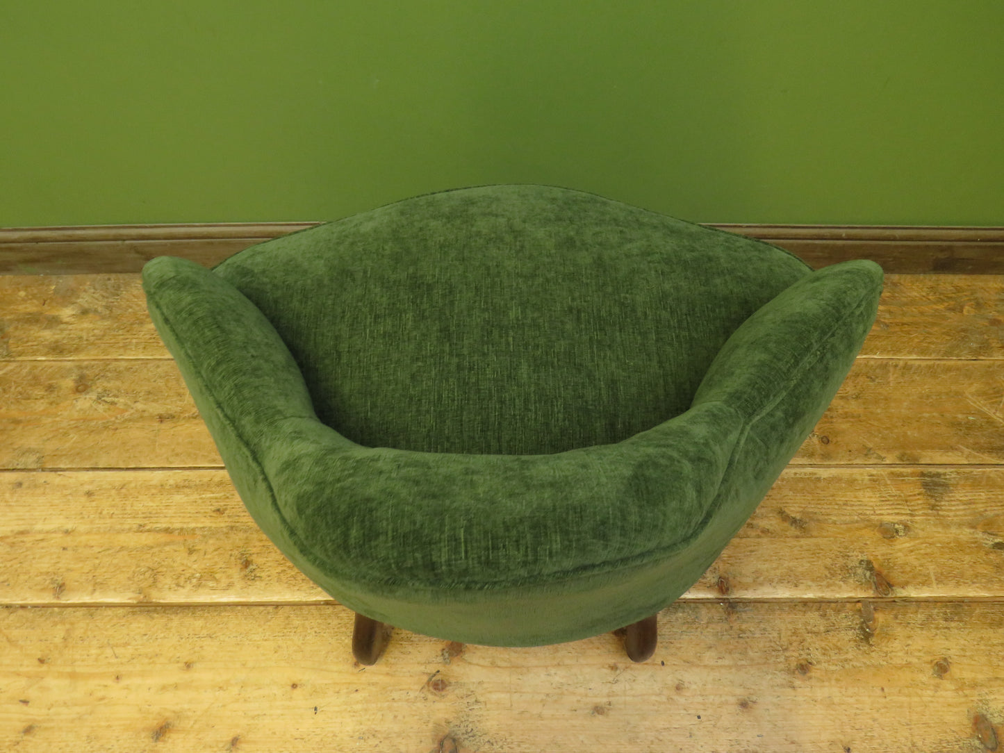 Victorian Green Conversation Chair with new upholstery