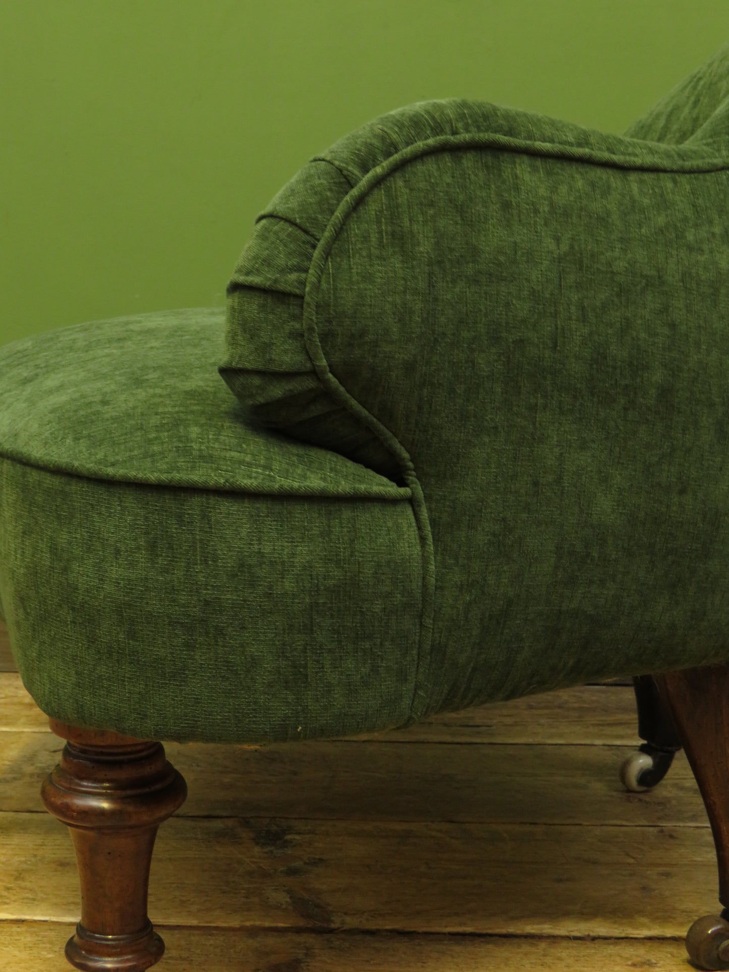 Victorian Green Conversation Chair with new upholstery