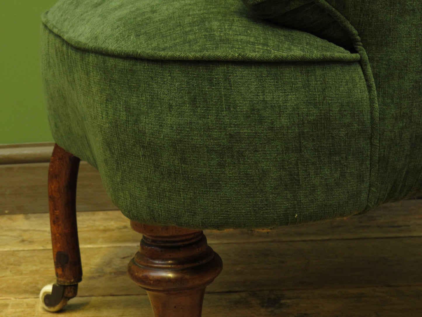 Victorian Green Conversation Chair with new upholstery