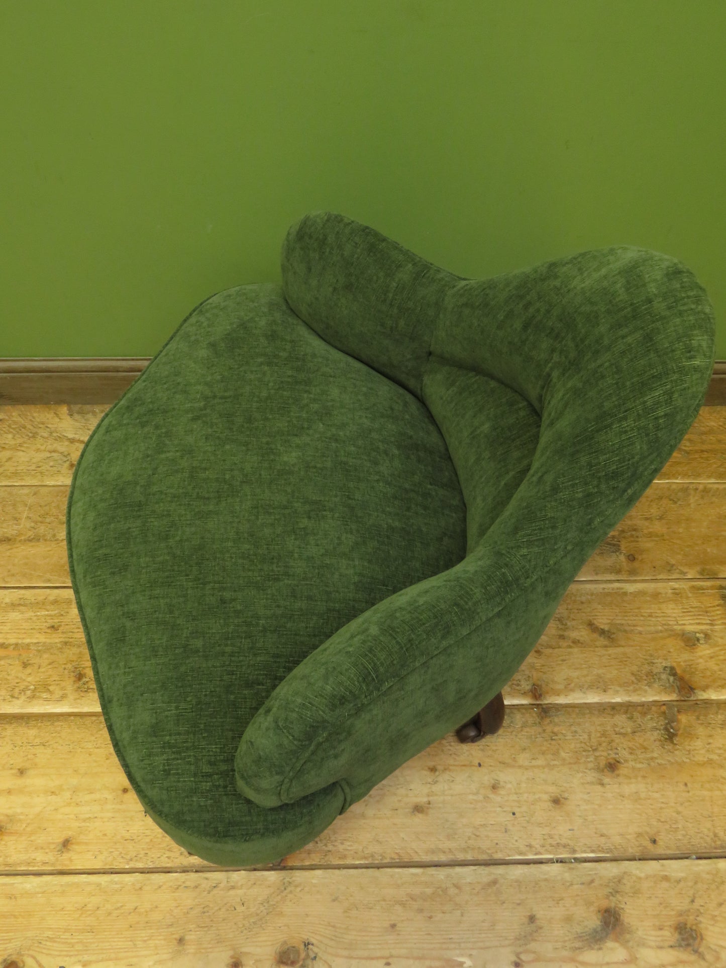 Victorian Green Conversation Chair with new upholstery