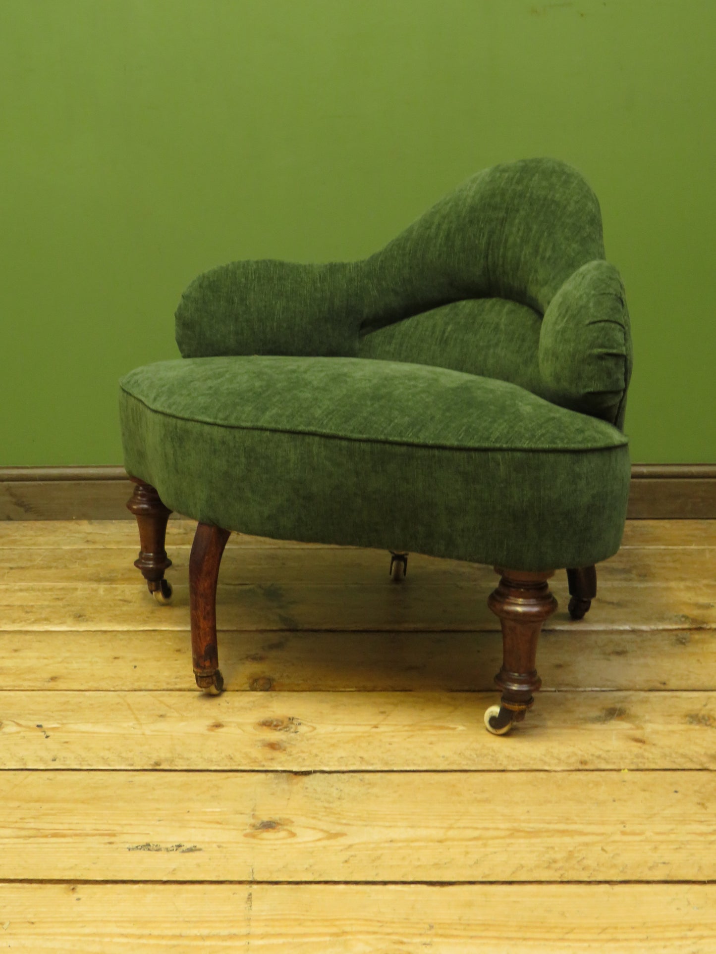 Victorian Green Conversation Chair with new upholstery