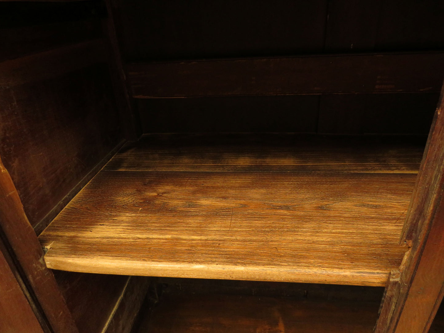 Antique two part Welsh oak linen press with richly aged finish
