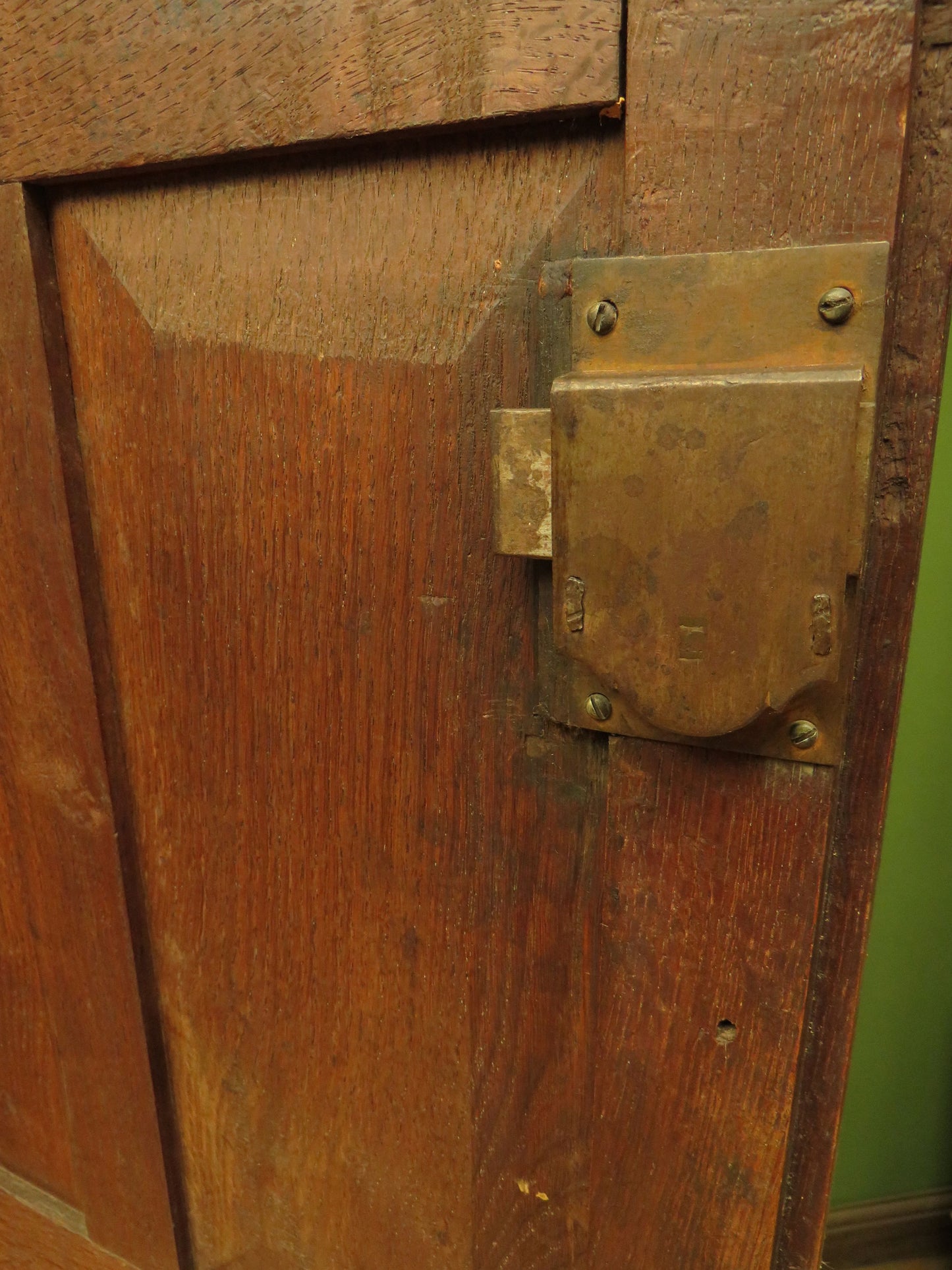 Antique two part Welsh oak linen press with richly aged finish