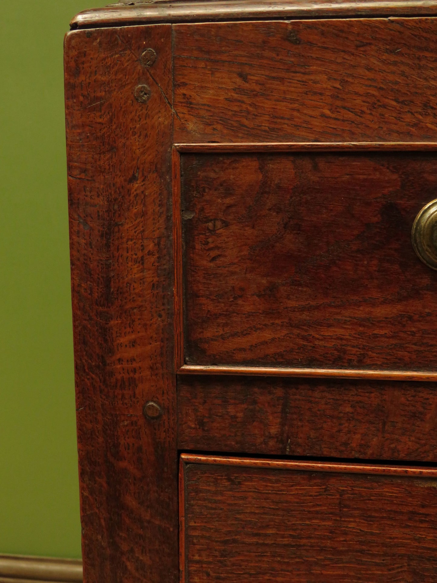 Antique two part Welsh oak linen press with richly aged finish