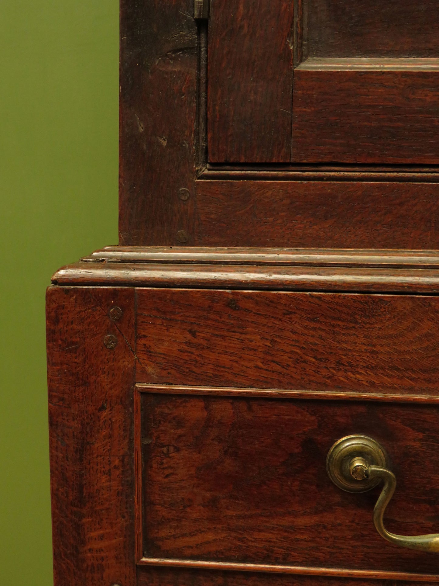 Antique two part Welsh oak linen press with richly aged finish