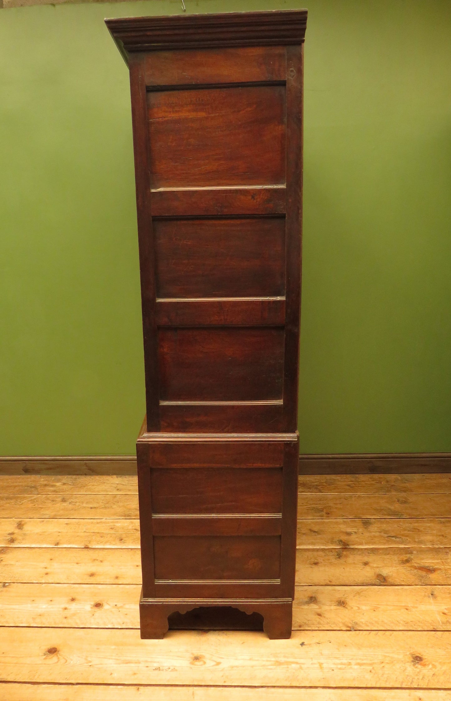 Antique two part Welsh oak linen press with richly aged finish