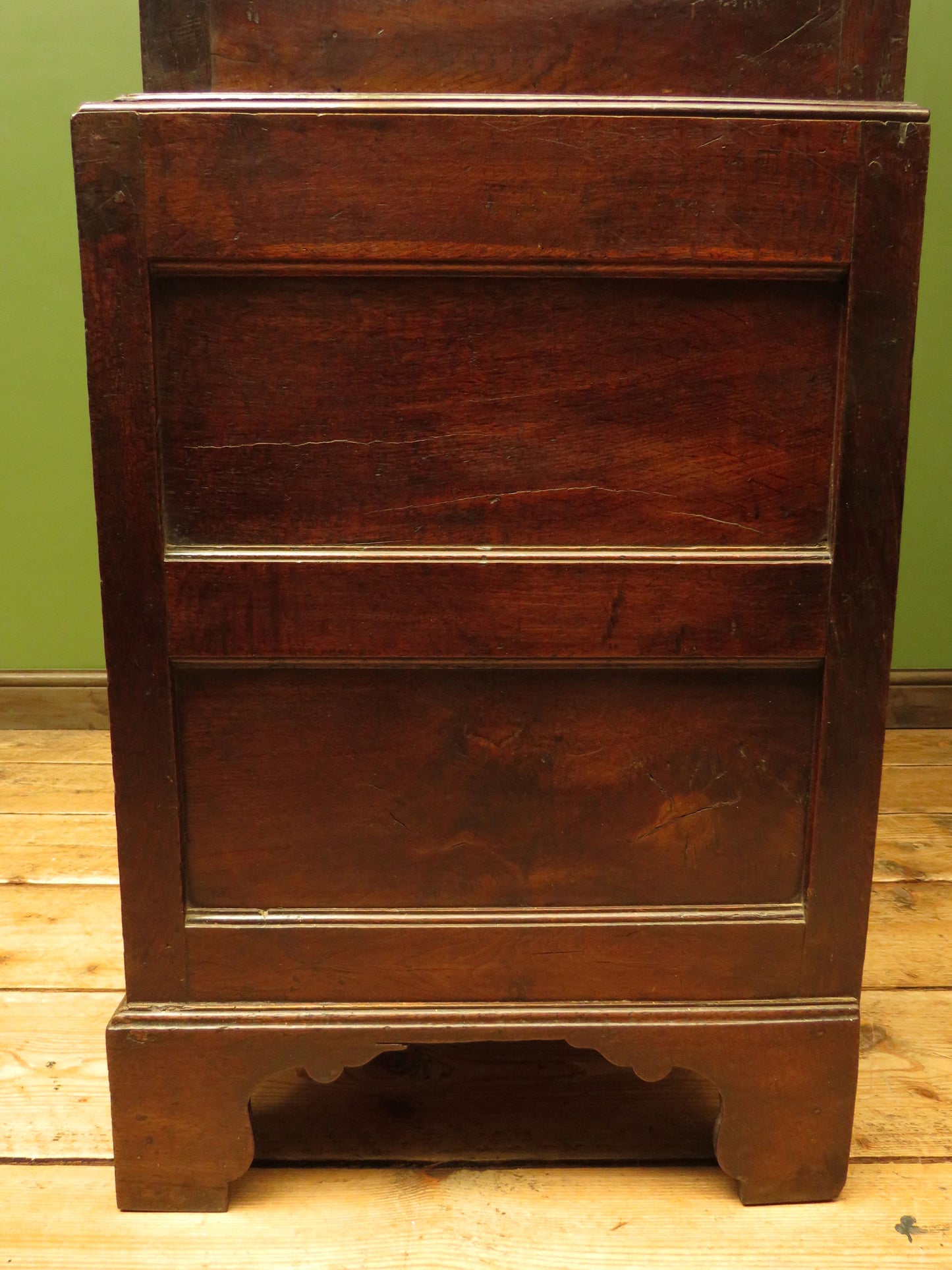 Antique two part Welsh oak linen press with richly aged finish