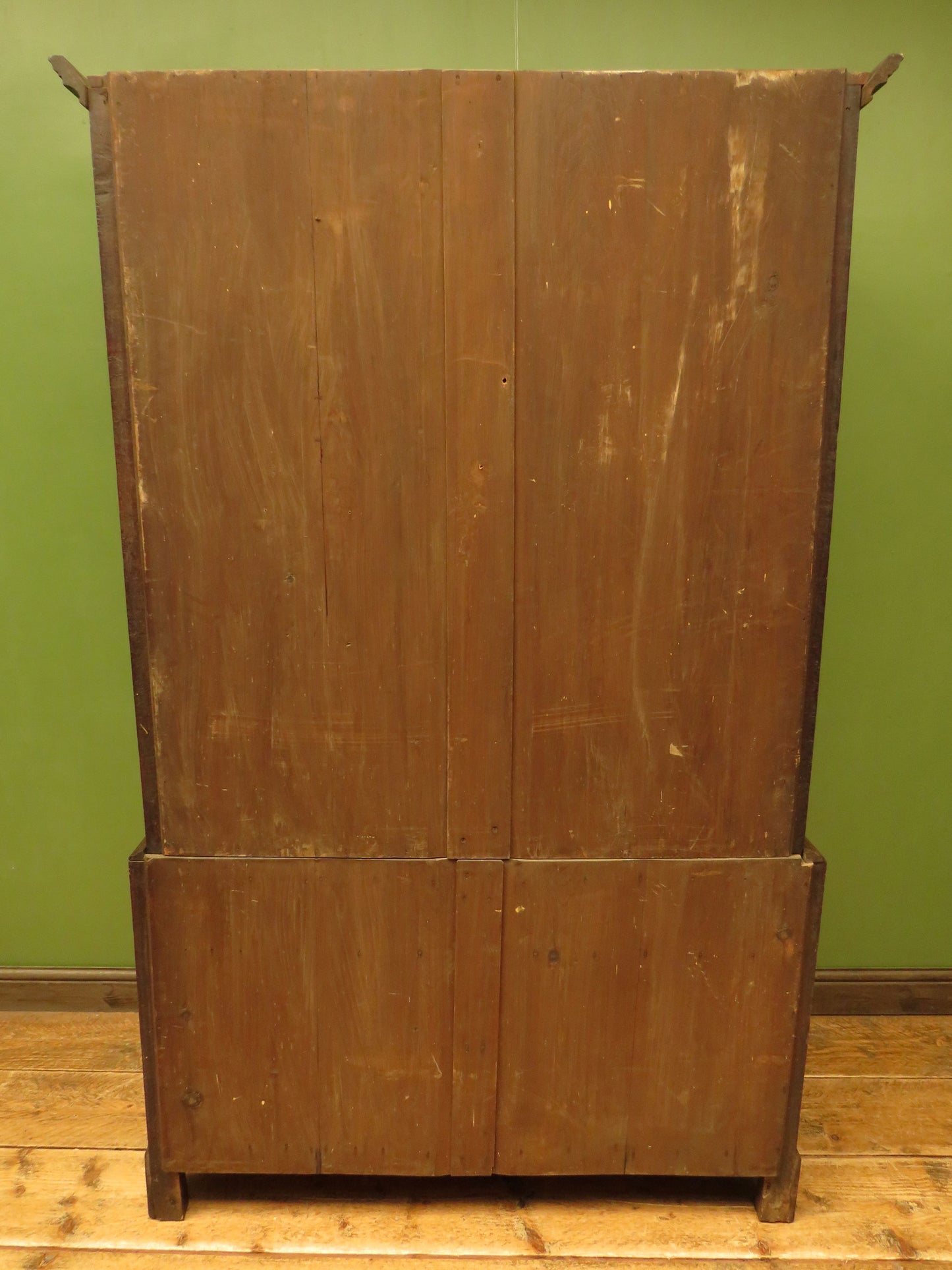 Antique two part Welsh oak linen press with richly aged finish