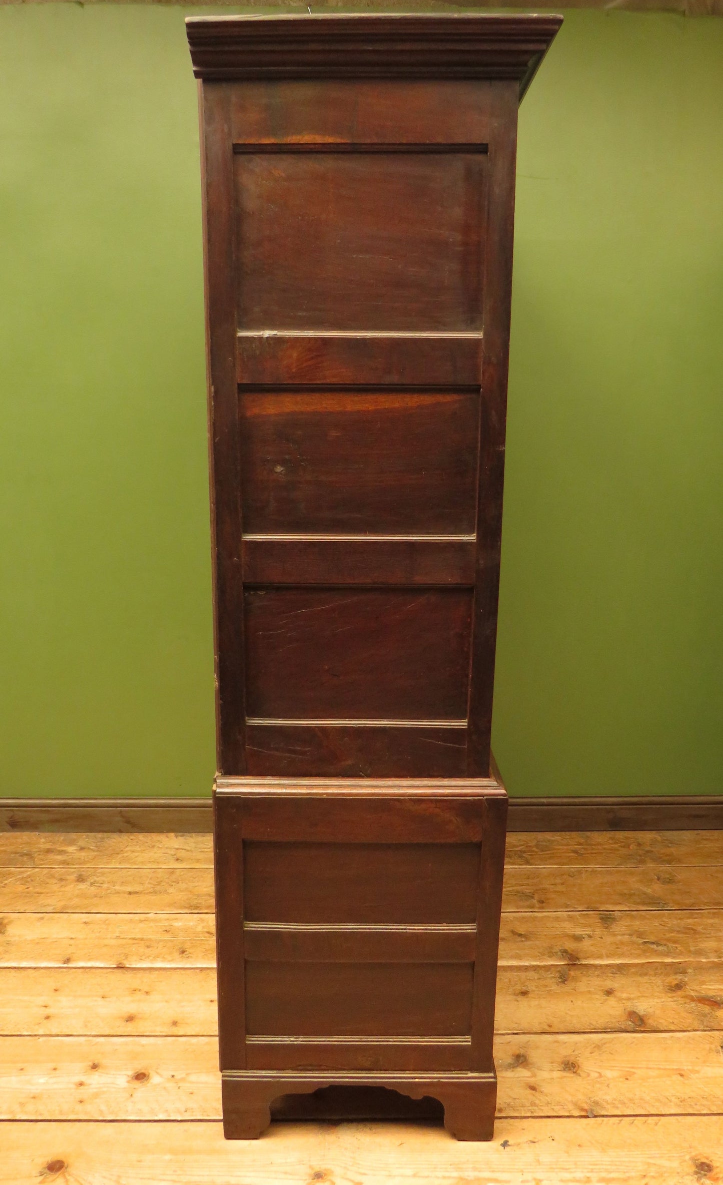 Antique two part Welsh oak linen press with richly aged finish