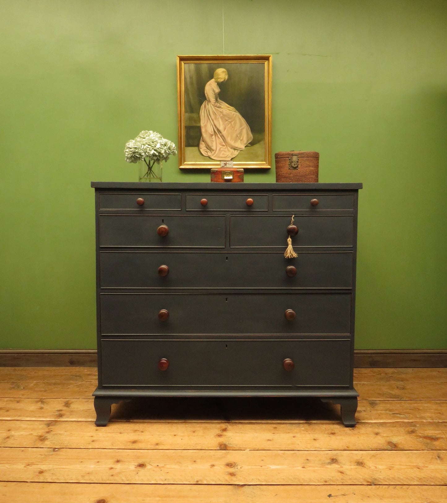 Impressive Large Country House Black Chest of Drawers