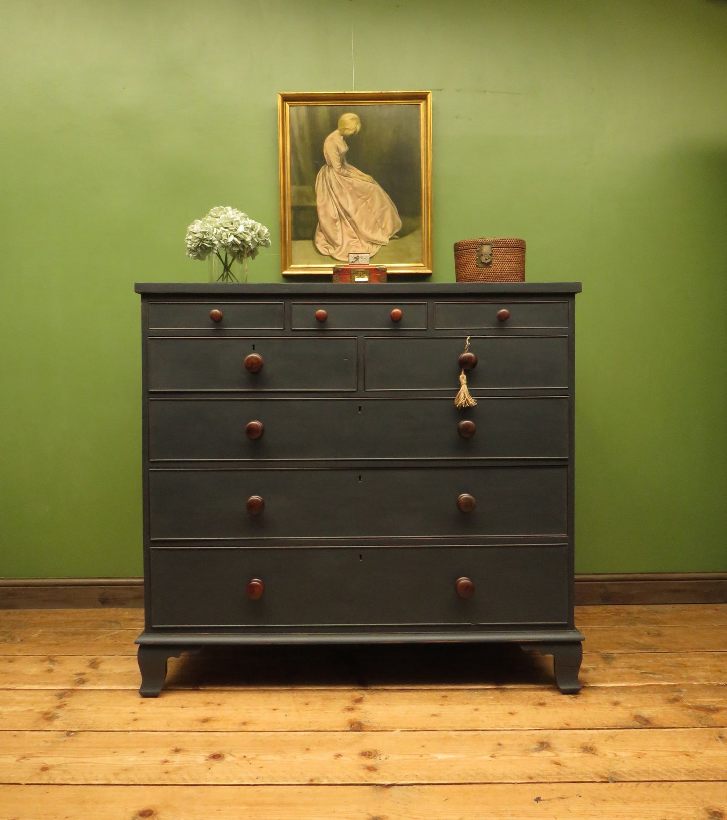 Impressive Large Country House Black Chest of Drawers