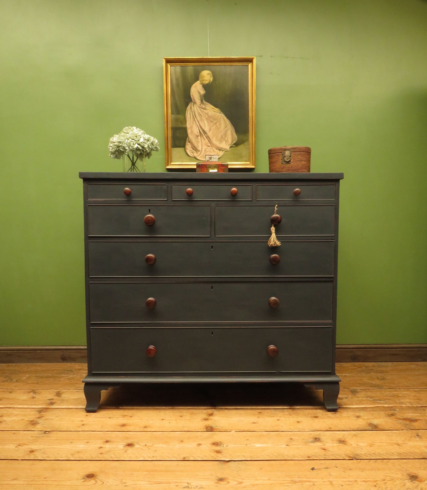 Impressive Large Country House Black Chest of Drawers