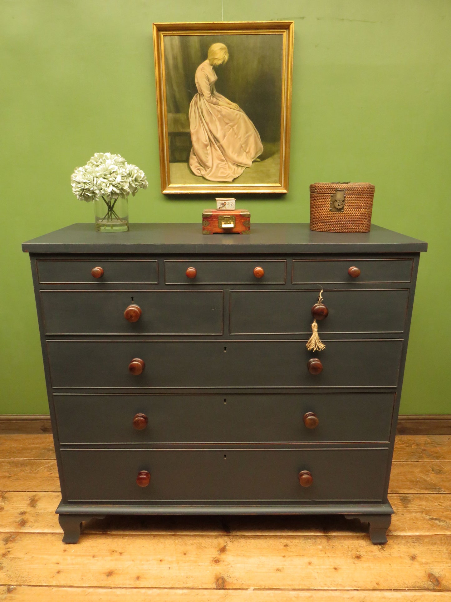 Impressive Large Country House Black Chest of Drawers