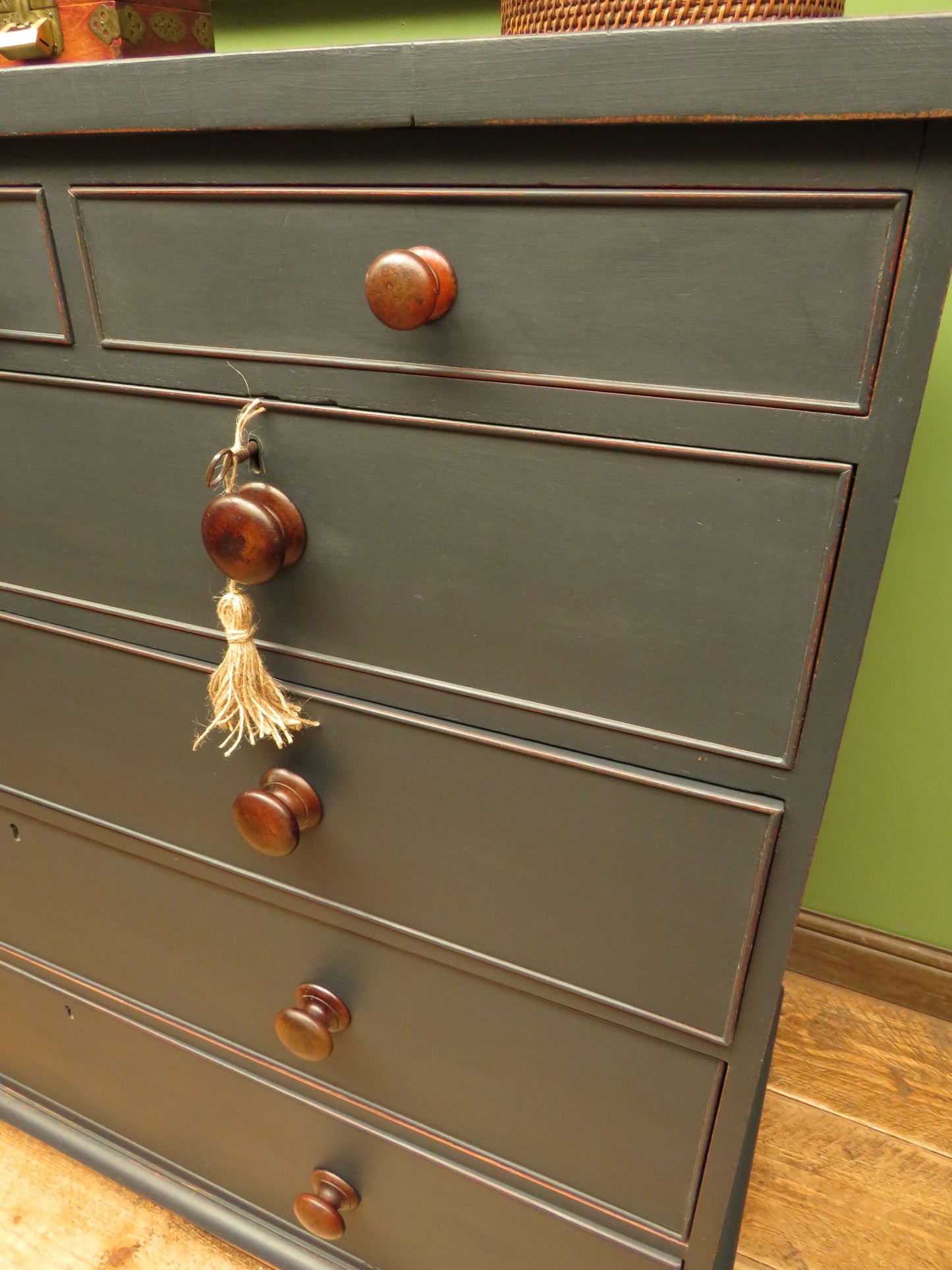Impressive Large Country House Black Chest of Drawers