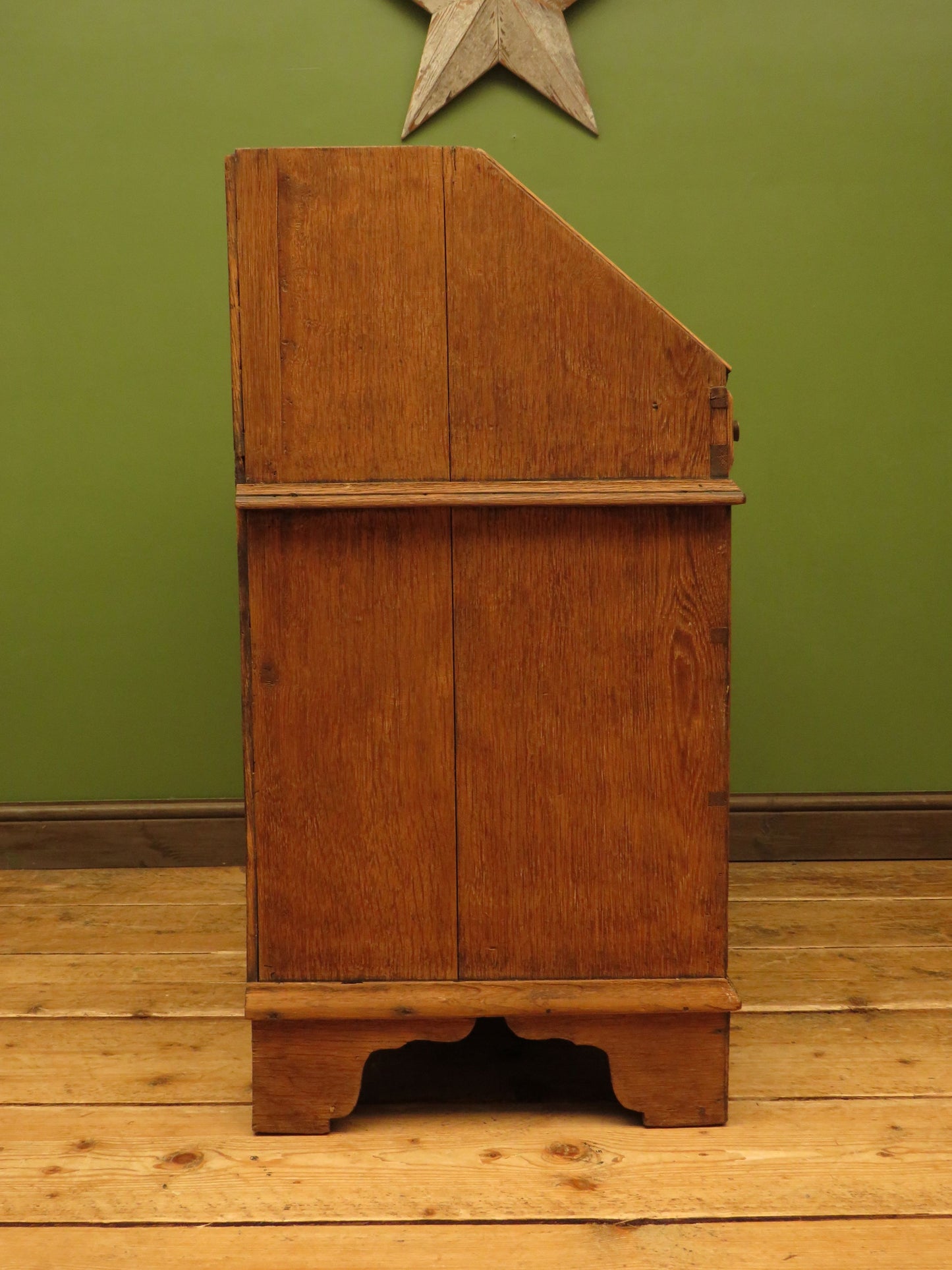 Antique Raw Oak Carved Bureau