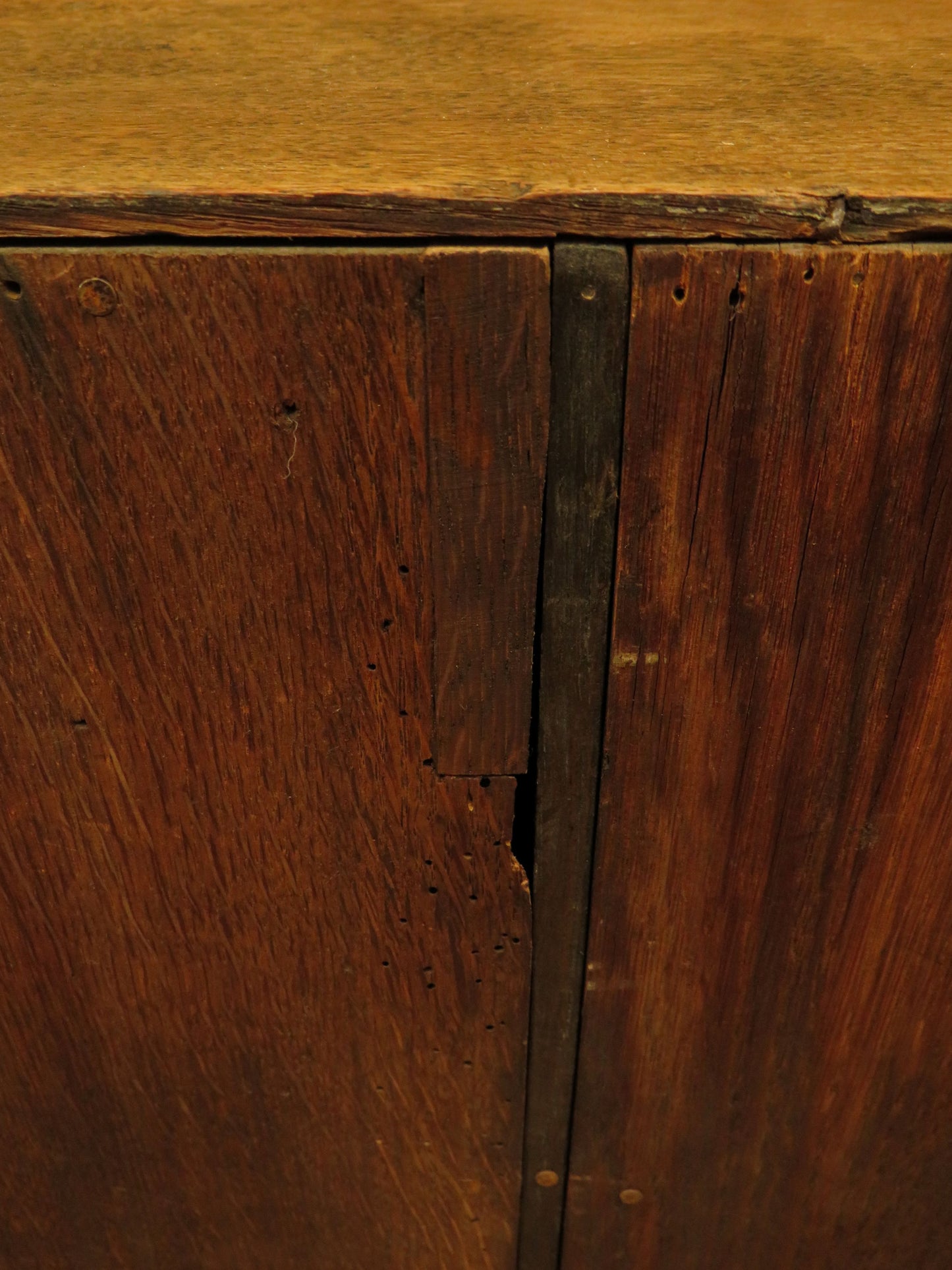 Antique Raw Oak Carved Bureau