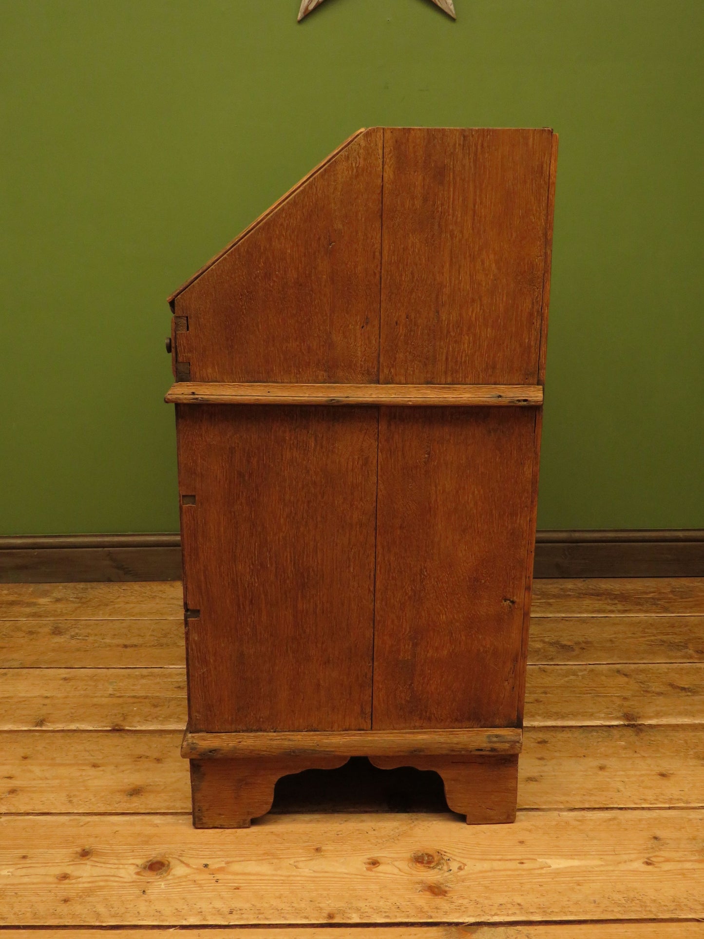 Antique Raw Oak Carved Bureau