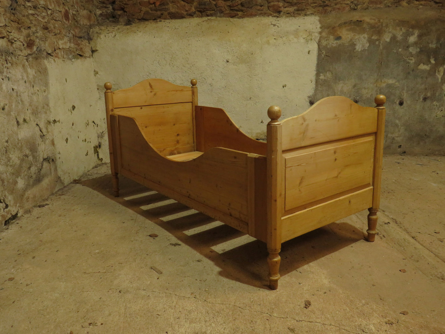 Antique Swedish Pine Single Sleigh Bed