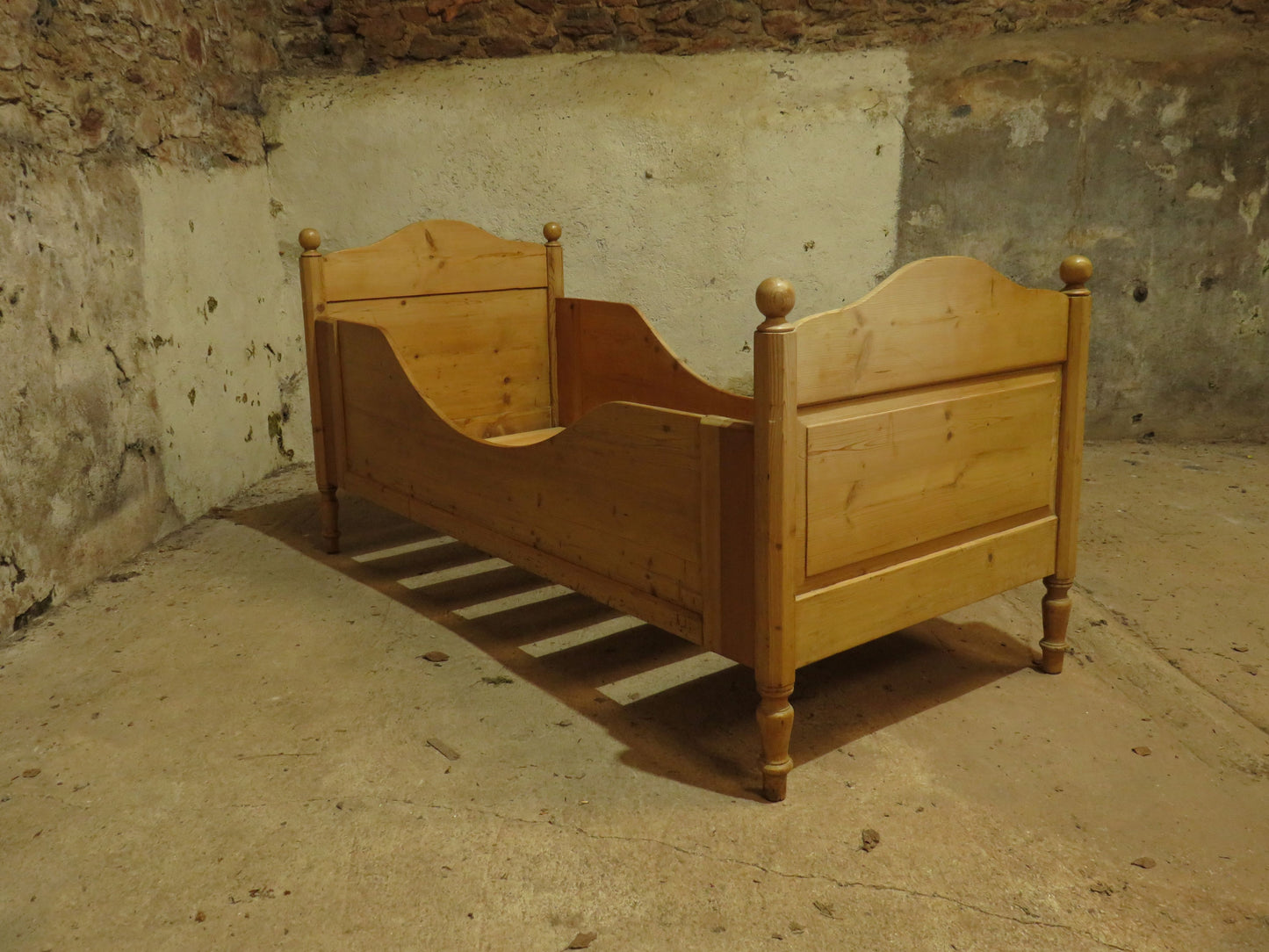 Antique Swedish Pine Single Sleigh Bed