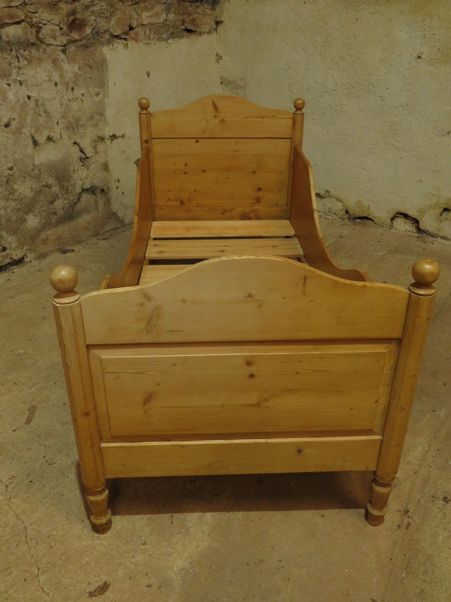 Antique Swedish Pine Single Sleigh Bed