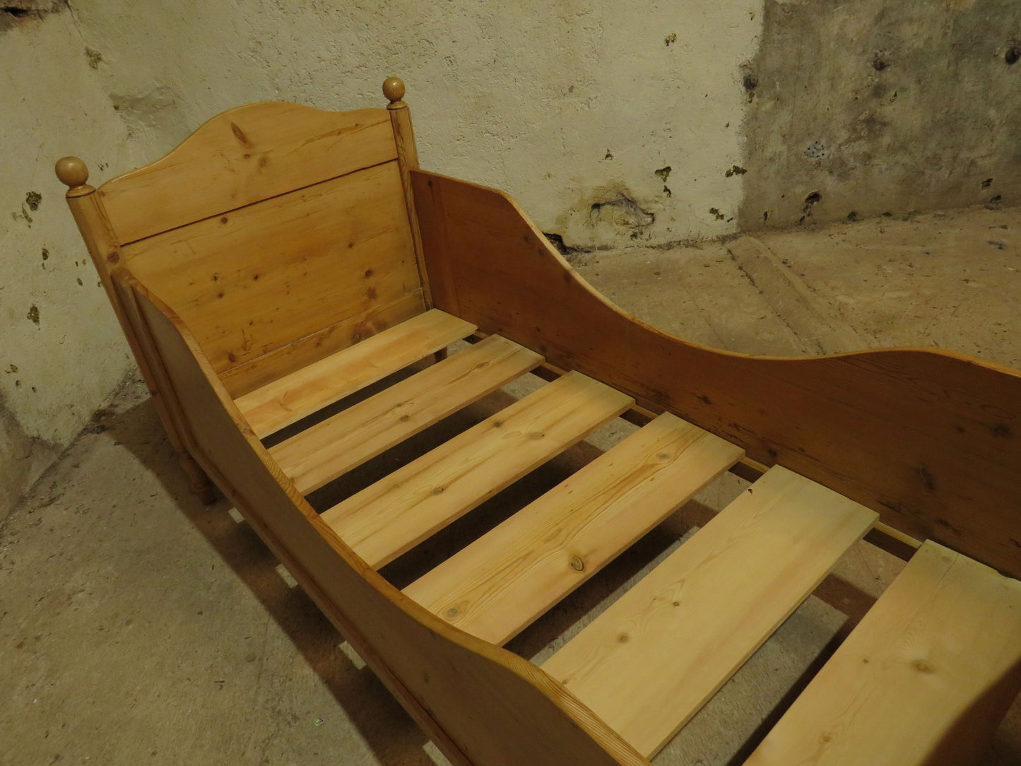 Antique Swedish Pine Single Sleigh Bed
