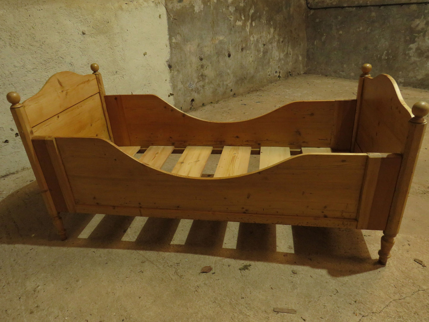 Antique Swedish Pine Single Sleigh Bed