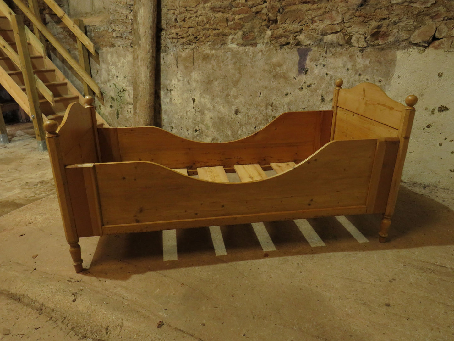 Antique Swedish Pine Single Sleigh Bed