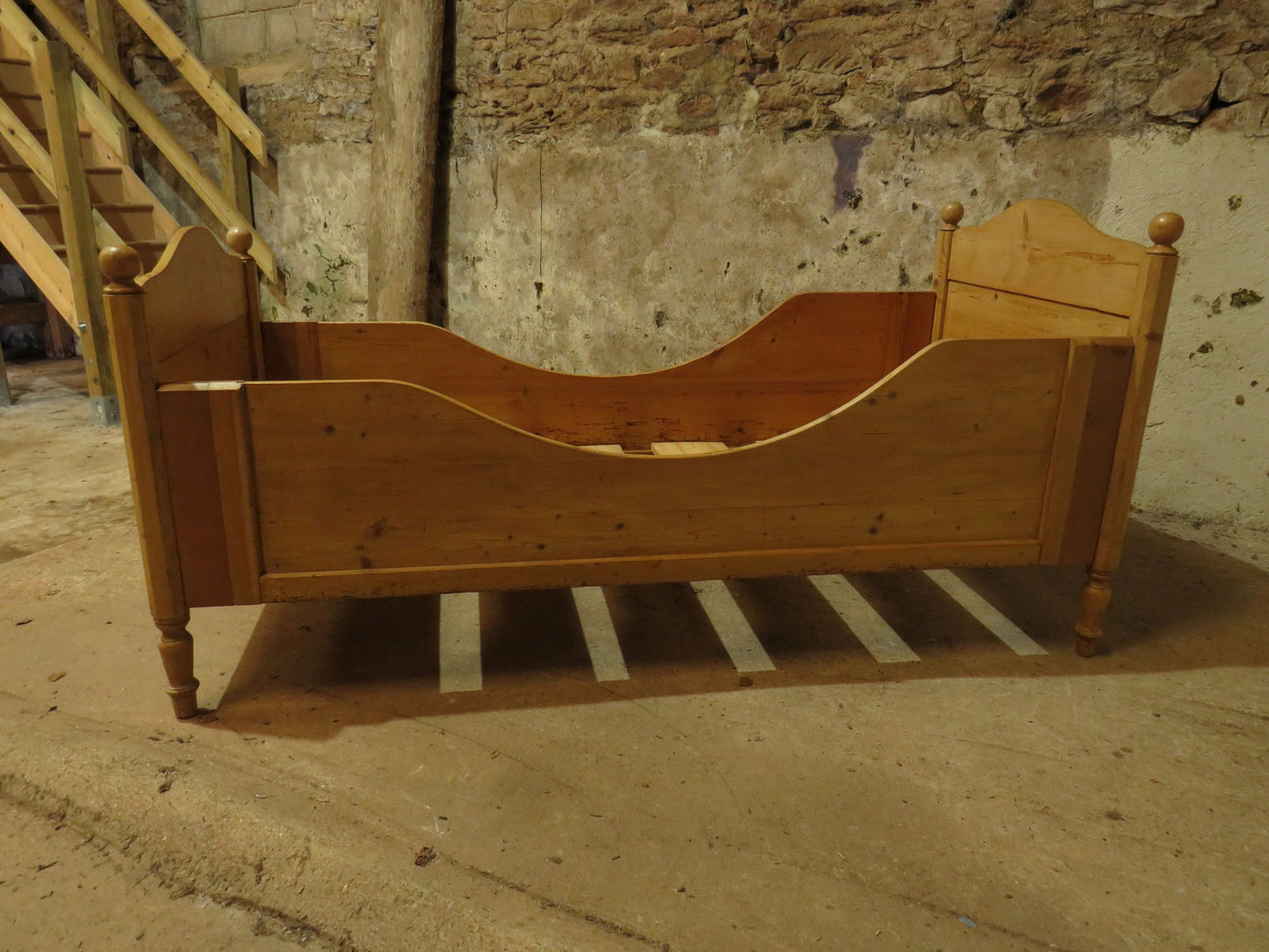 Antique Swedish Pine Single Sleigh Bed