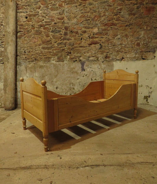 Antique Swedish Pine Single Sleigh Bed
