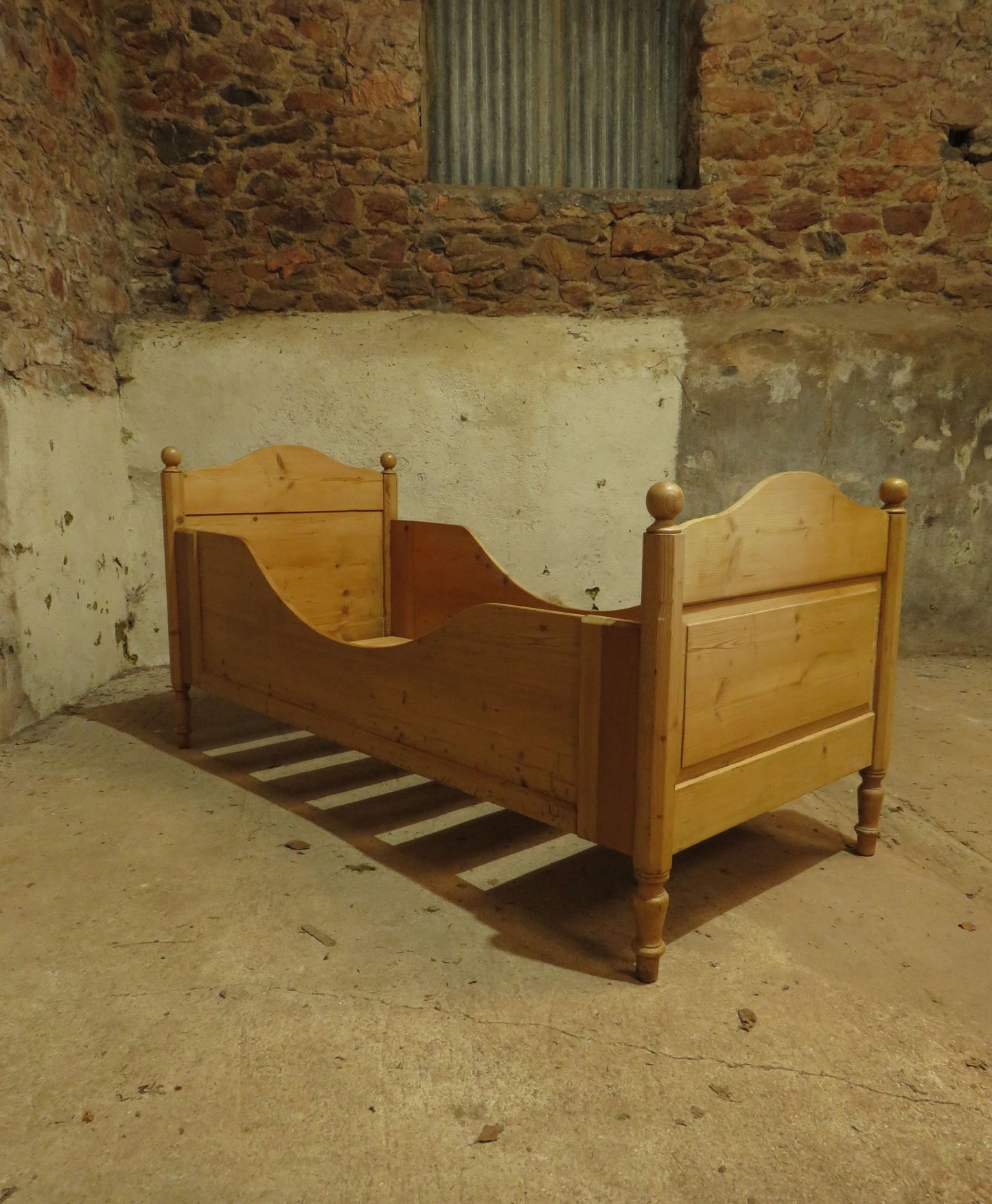 Antique Swedish Pine Single Sleigh Bed