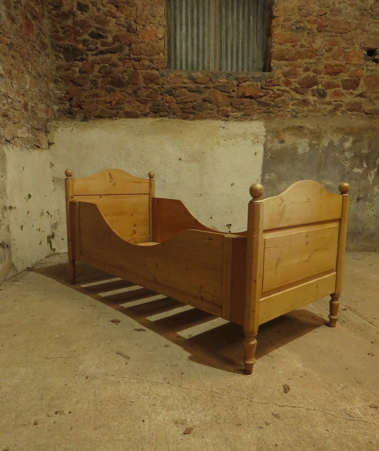 Antique Swedish Pine Single Sleigh Bed