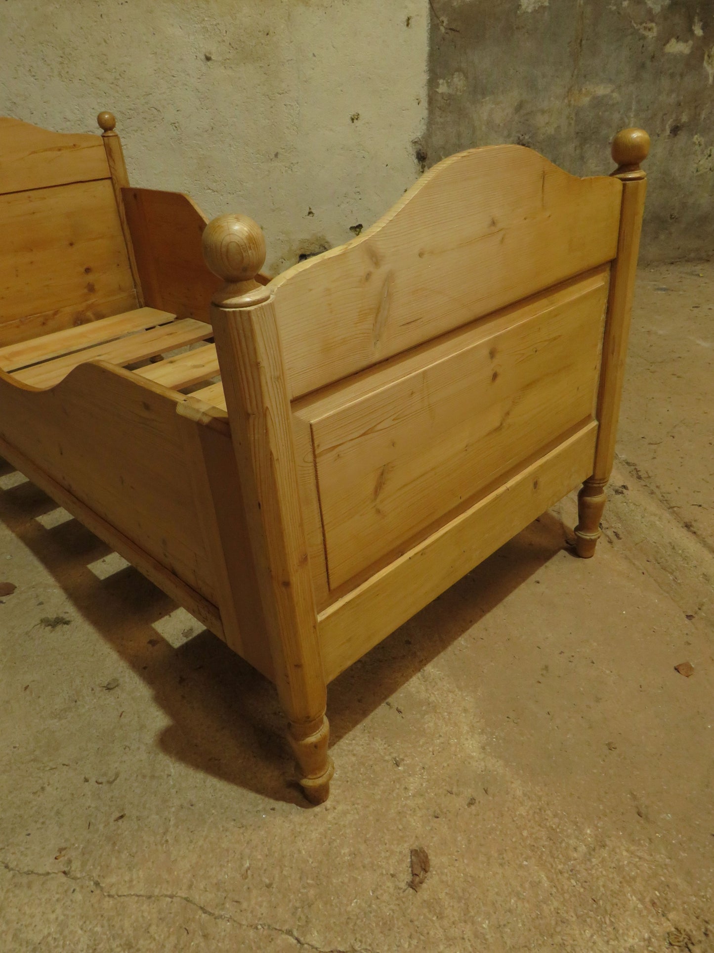 Antique Swedish Pine Single Sleigh Bed