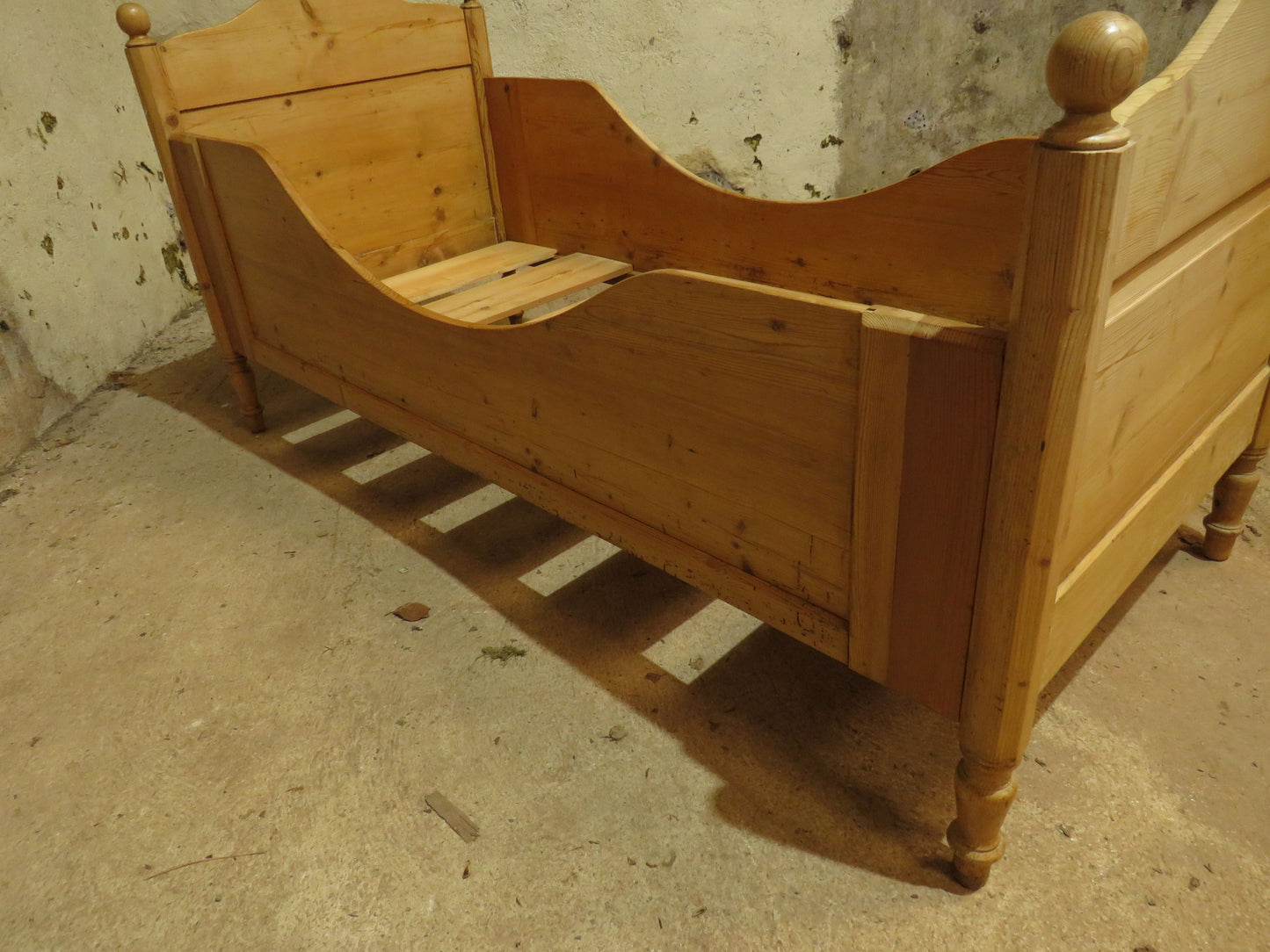 Antique Swedish Pine Single Sleigh Bed