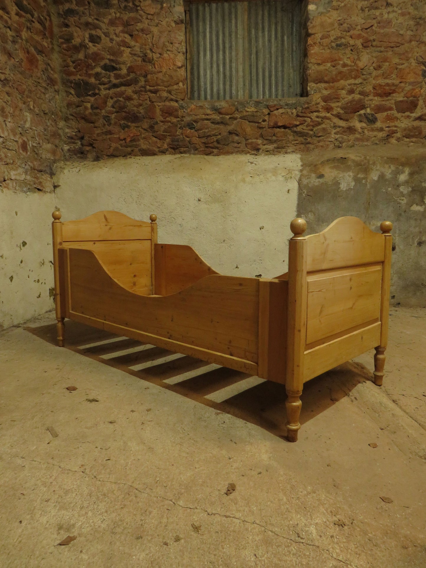 Antique Swedish Pine Single Sleigh Bed