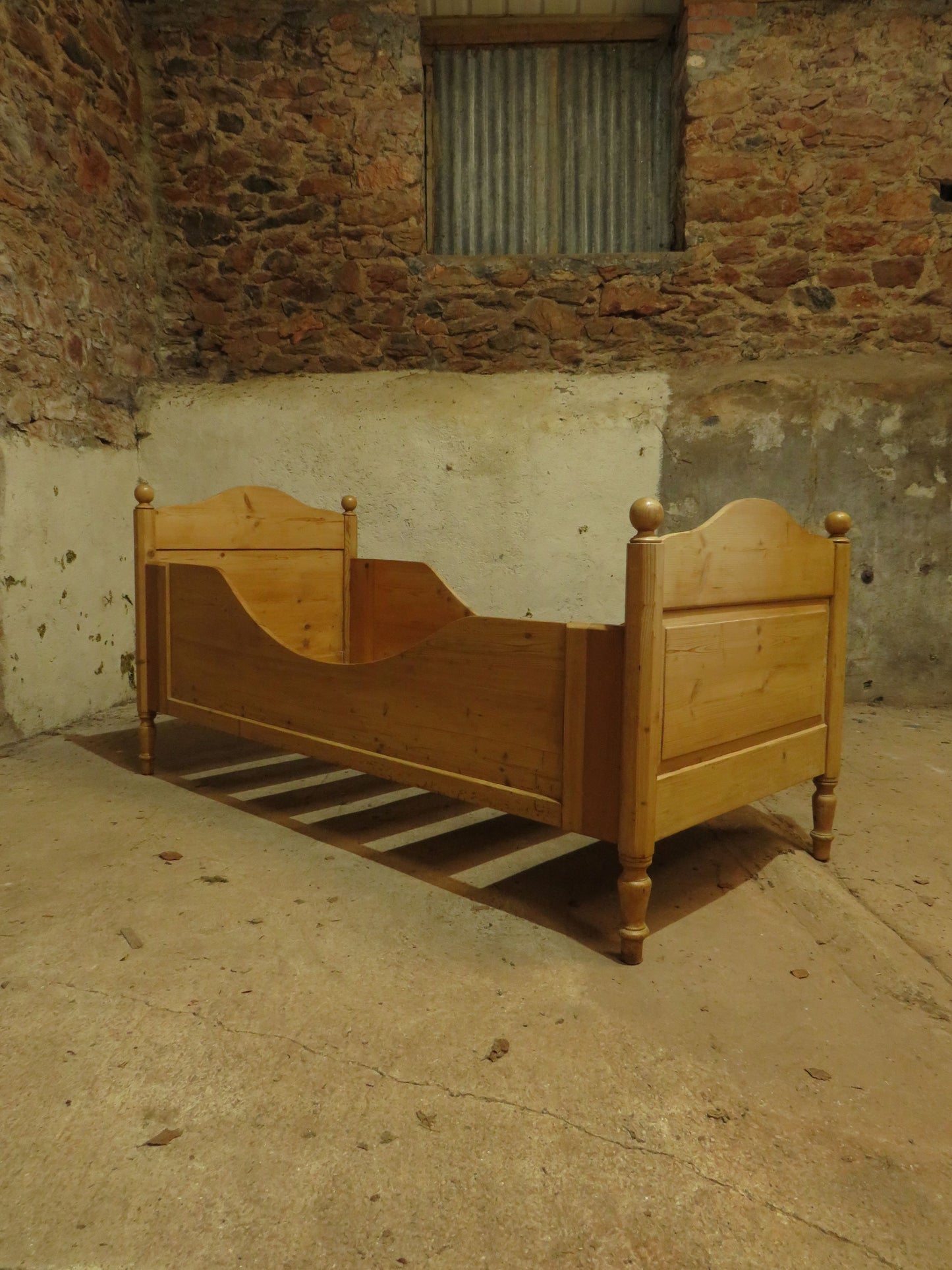 Antique Swedish Pine Single Sleigh Bed