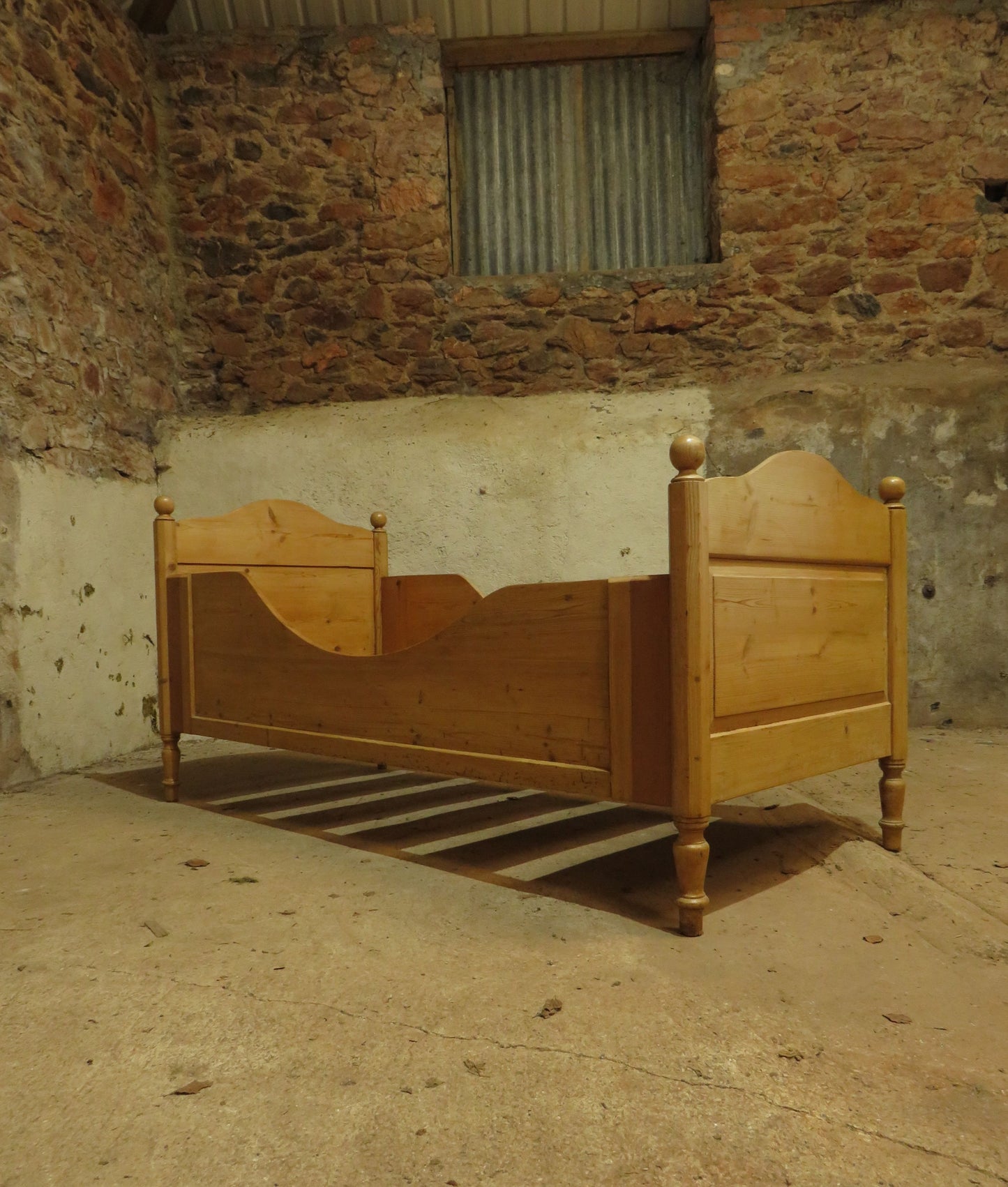 Antique Swedish Pine Single Sleigh Bed