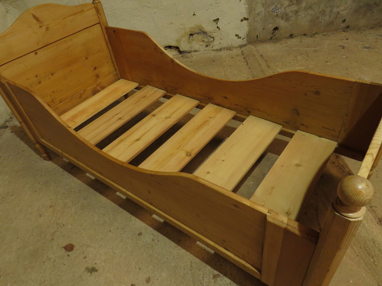 Antique Swedish Pine Single Sleigh Bed