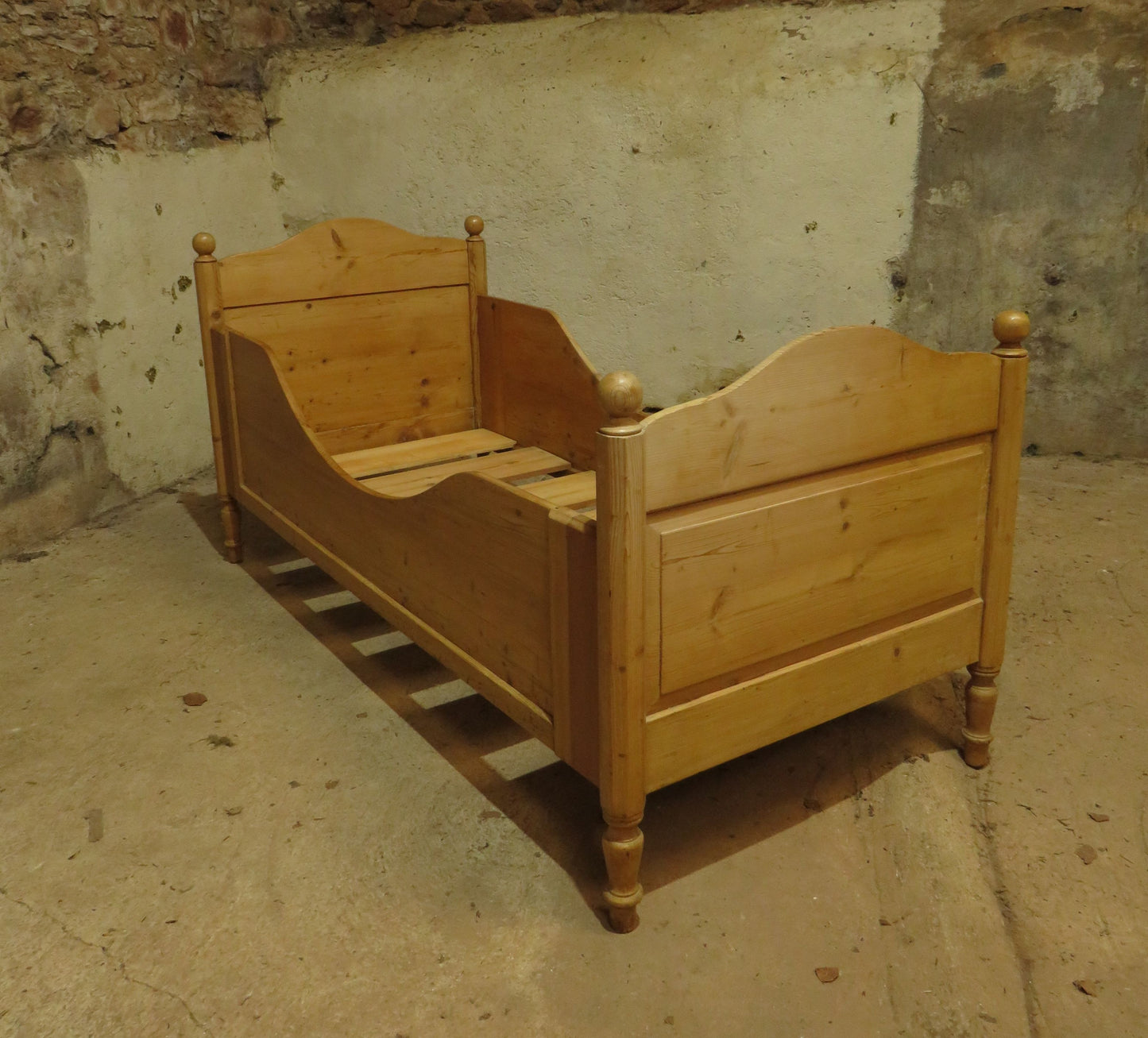 Antique Swedish Pine Single Sleigh Bed