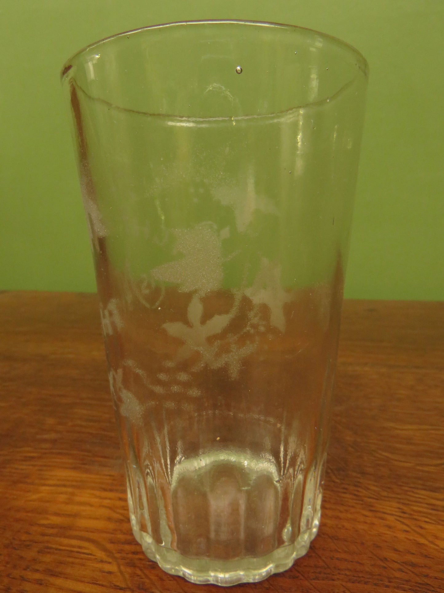 Antique Motto glasses, 19th Century engraved antique glasses x 2