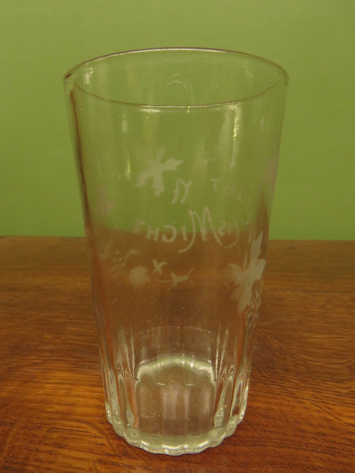 Antique Motto glasses, 19th Century engraved antique glasses x 2