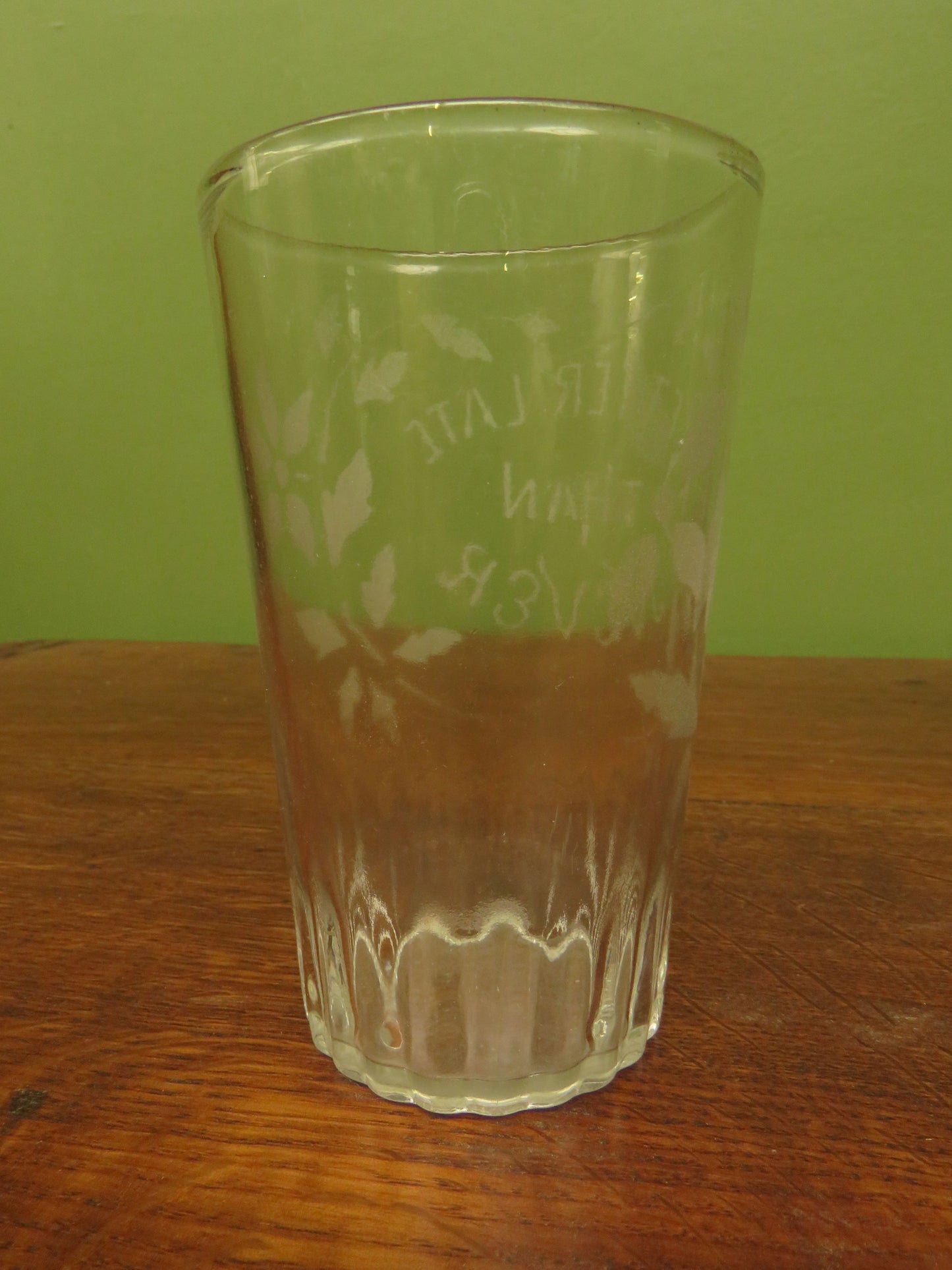 Antique Motto glasses, 19th Century engraved antique glasses x 2