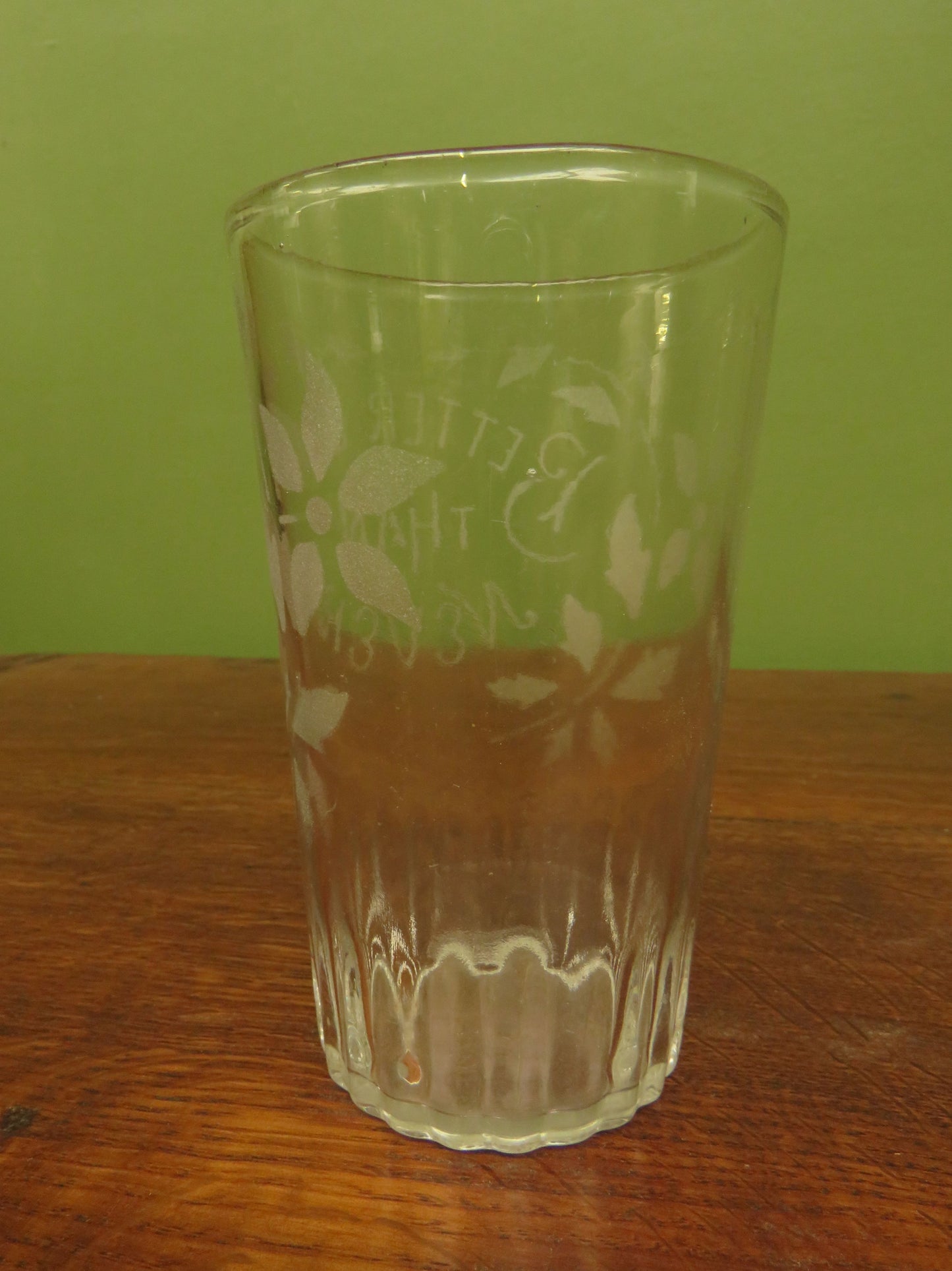 Antique Motto glasses, 19th Century engraved antique glasses x 2