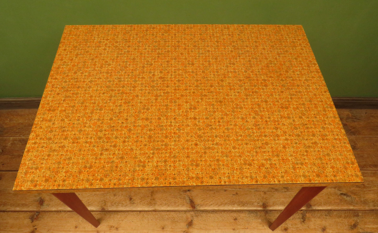 Vintage Retro Orange Formica Kitchen Dining Table Mid Century