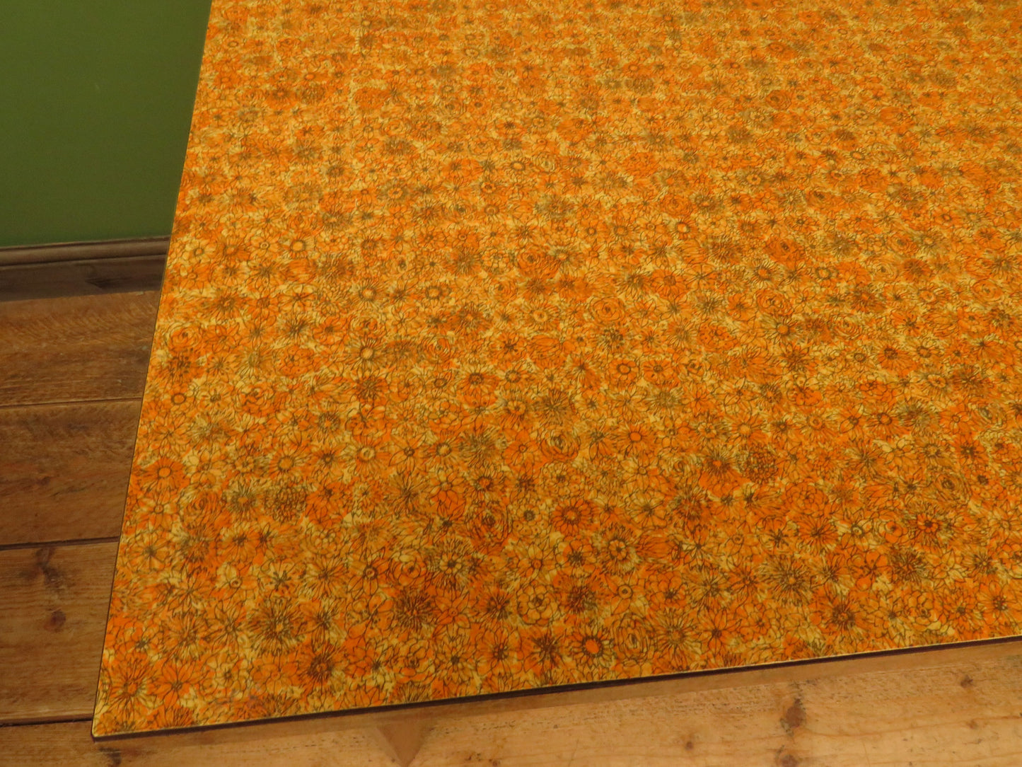 Vintage Retro Orange Formica Kitchen Dining Table Mid Century